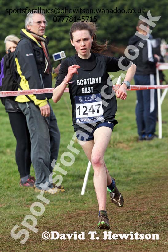 Rhona Auckland (Scotland East) on her way to 3rd place in the senior womens Inter Counties Cross Country, Cofton Park, Birmingham. Photo: David T. Hewitson/Sports for All Pics
